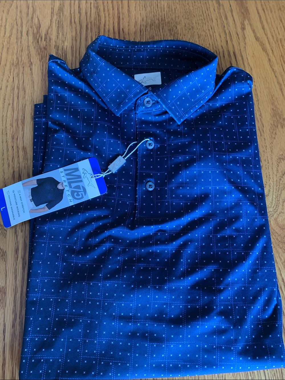 Greg Norman Collection Navy Polo with Micro Cross Pattern
